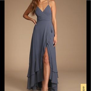 Lulus flowy steel grey/blue dress